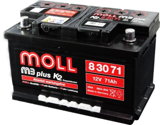 BATÉRIA MOLL M3 12V 71Ah 620A KIELCE