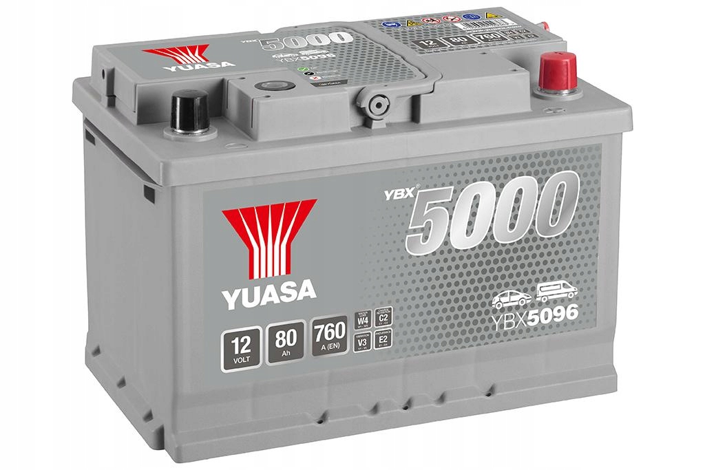BATÉRIA YUASA SILVER YBX5096 12V 80AH 760A P +