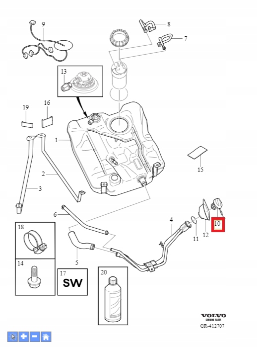 Uzáver palivovej nádrže pre VOLVO C70 II 2006-2013